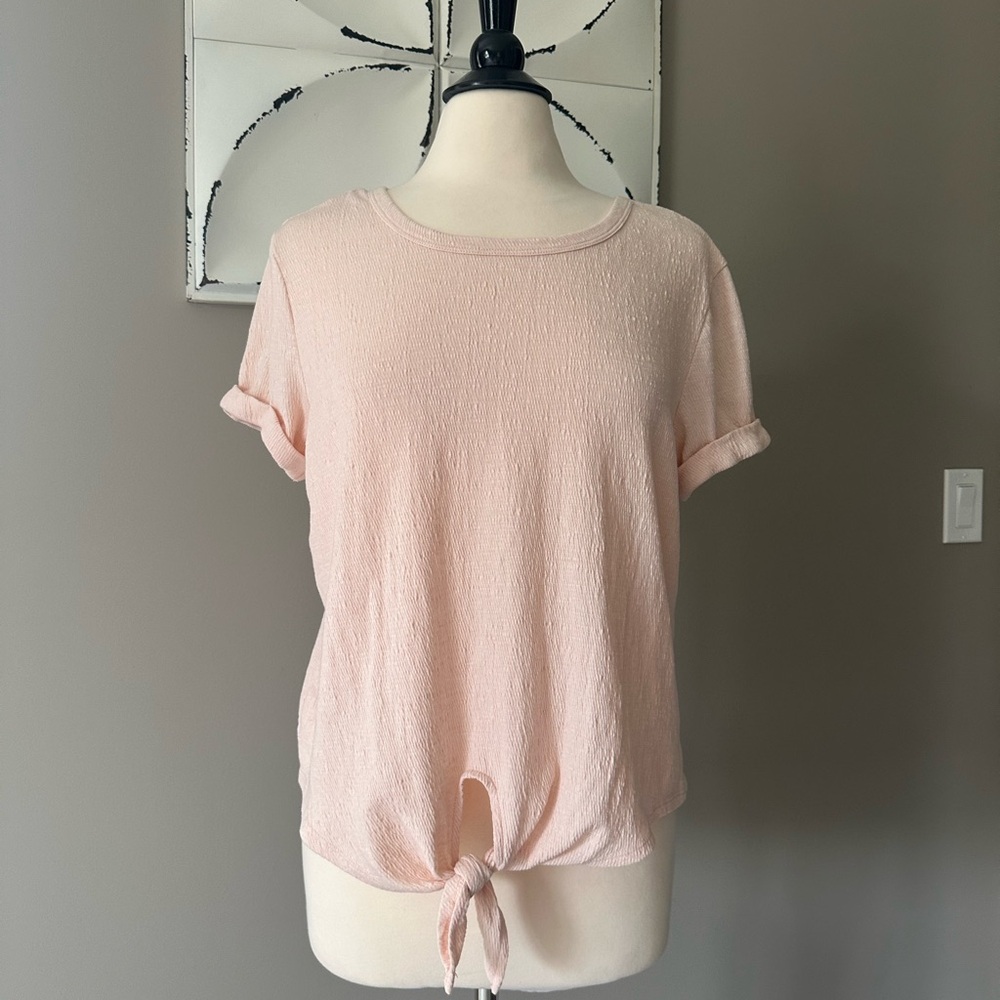 Blush Tie-Front Short Sleeve Top